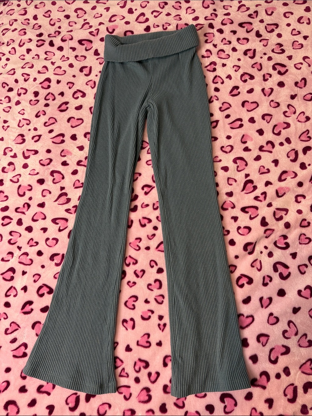 Wild fable Ribbed Wide-Leg Knit Pants in light blue